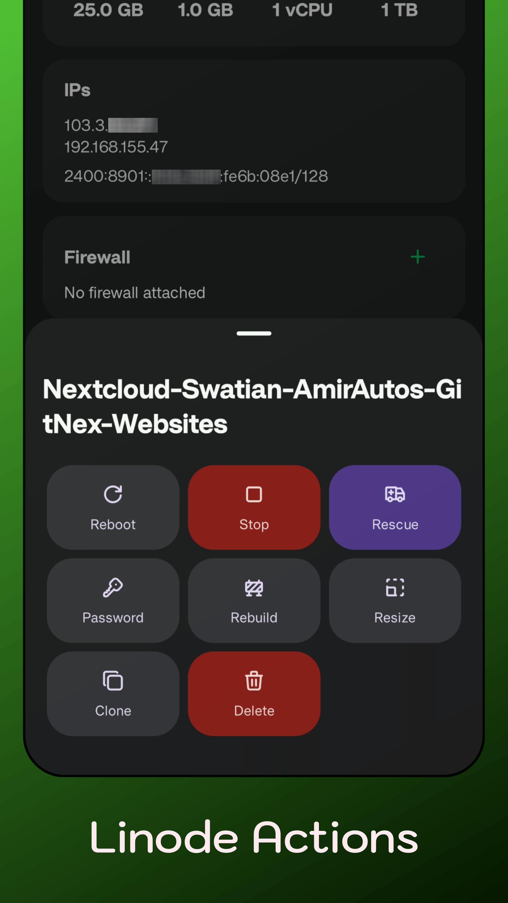 NexNode Instance Actions - instance actions