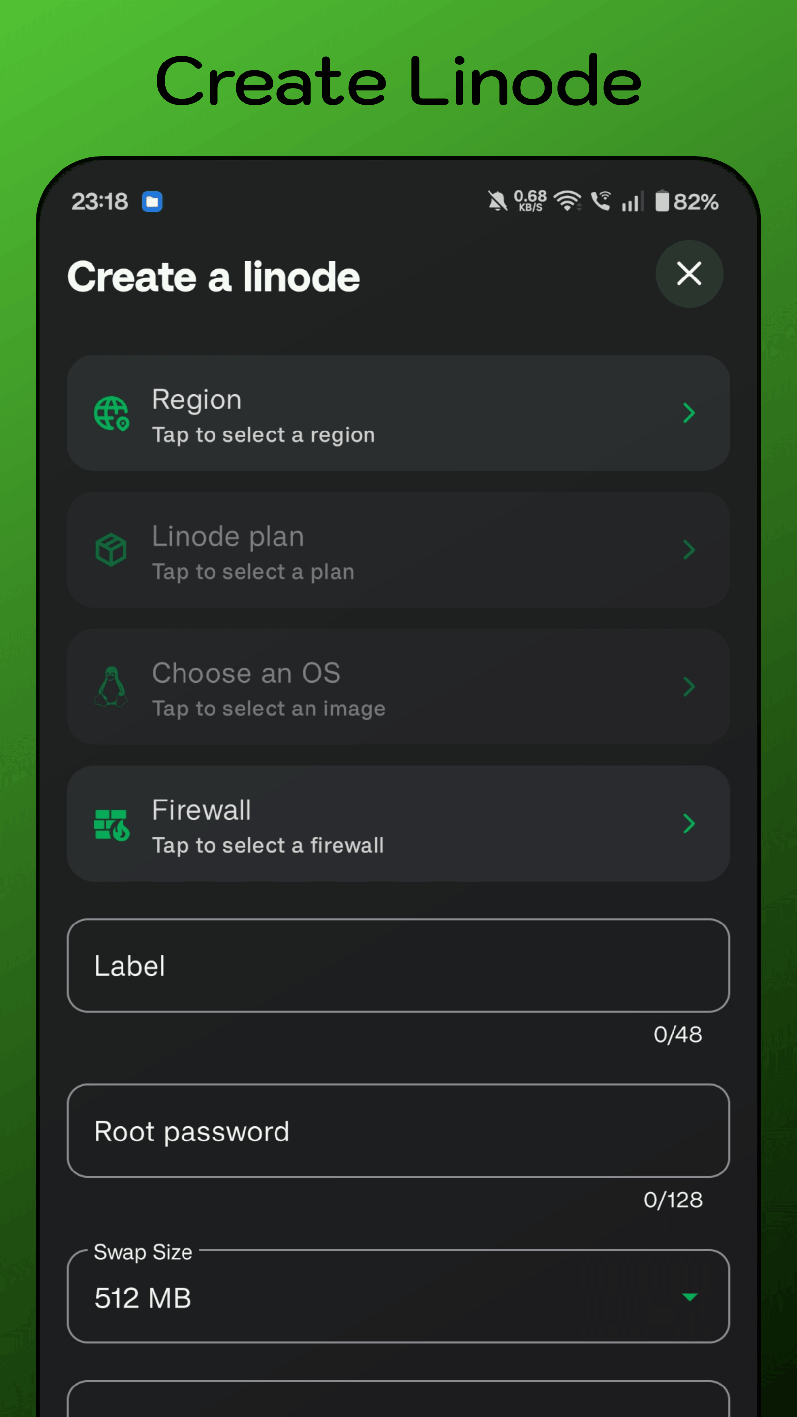NexNode Create Linode - create a linode on the go